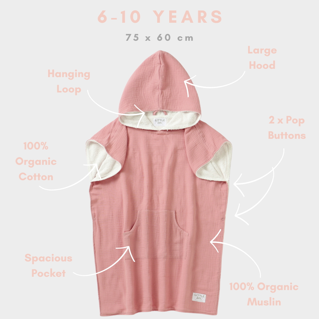 Hooded Beach Towel - Coral Pink (6-10 Years)