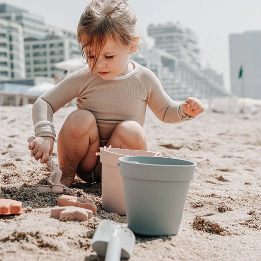 Silicone Beach Bucket and Spade 6 Pc Set - Sage Green