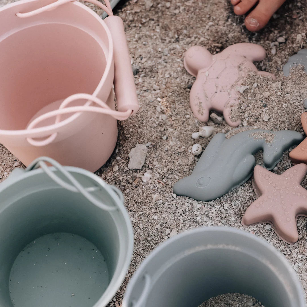 Silicone Beach Bucket and Spade 6 Pc Set - Sage Green