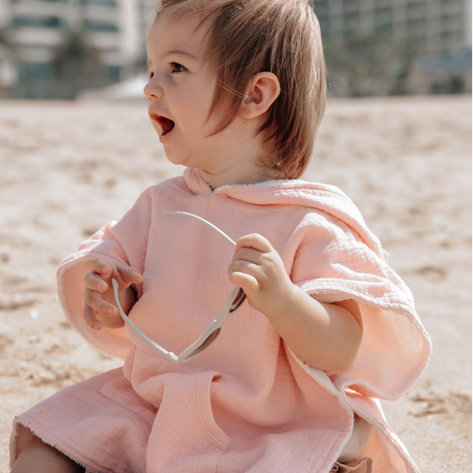 Hooded Beach Towel - Soft Pink (0-2 Years)